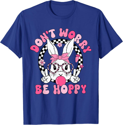 Happy Easter Groovy Bunny Face Don't Worry Be Hoppy Women