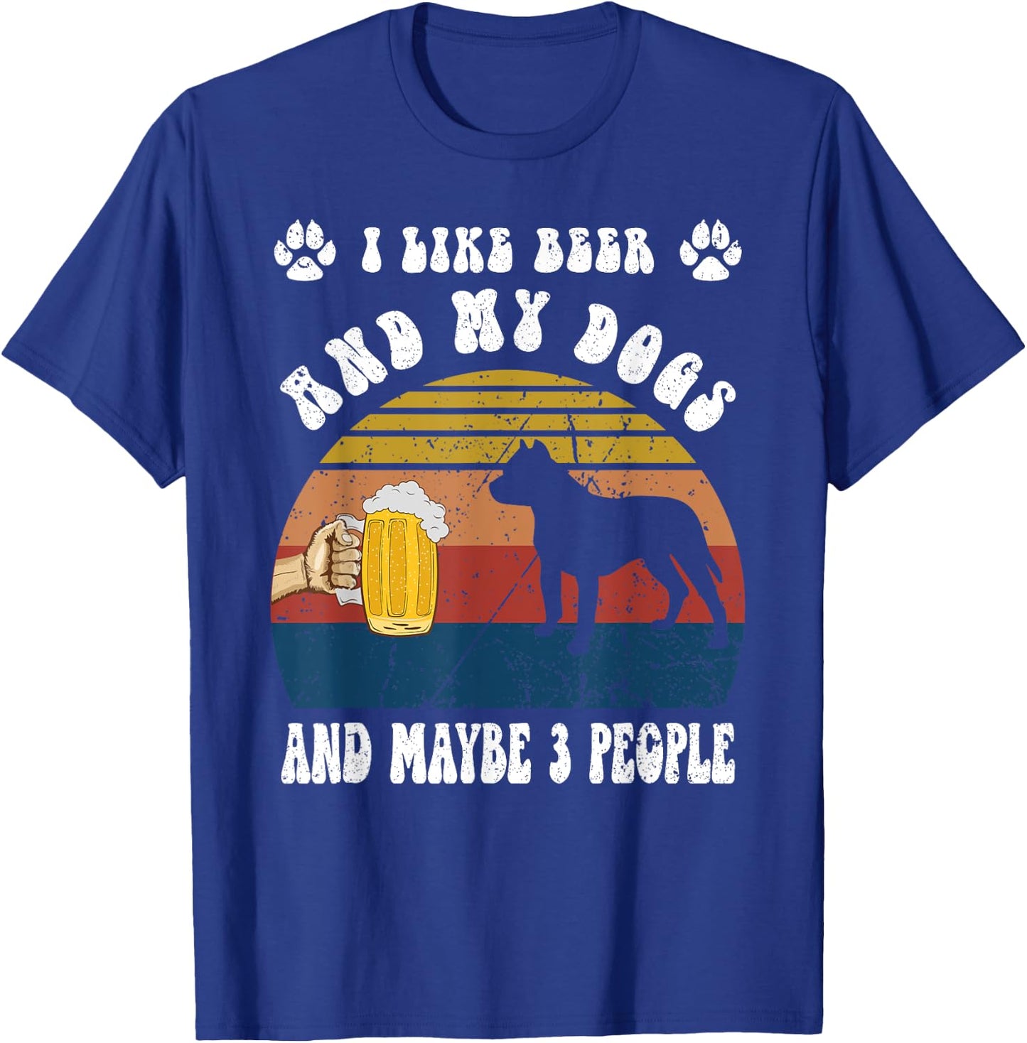 Vintage I Like Beer & My Pit bull Dogs & Maybe 3 People T-Shirt - T-Shirt | Royal