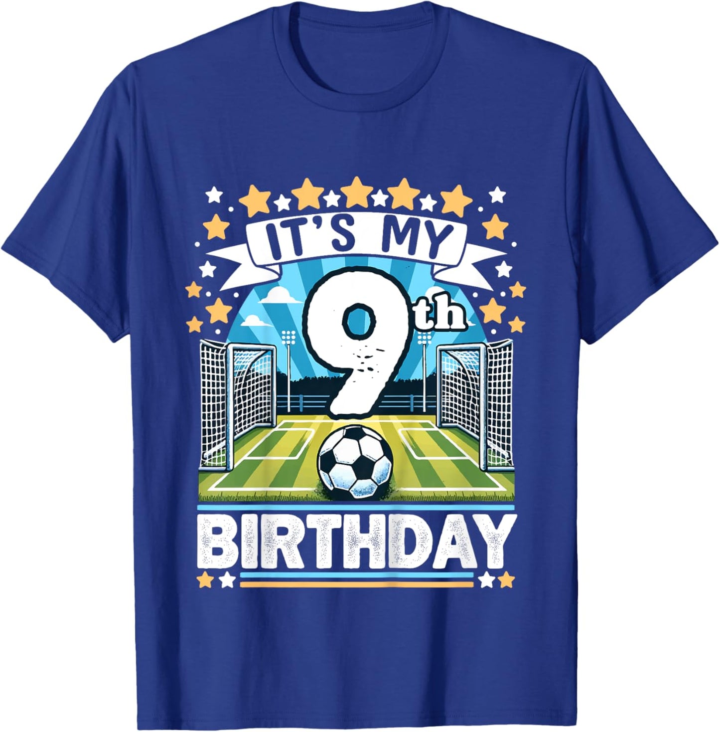 Kids It's My 9th Birthday Soccer Football 9 Years Old Boy Player T-Shirt - T-Shirt | Royal