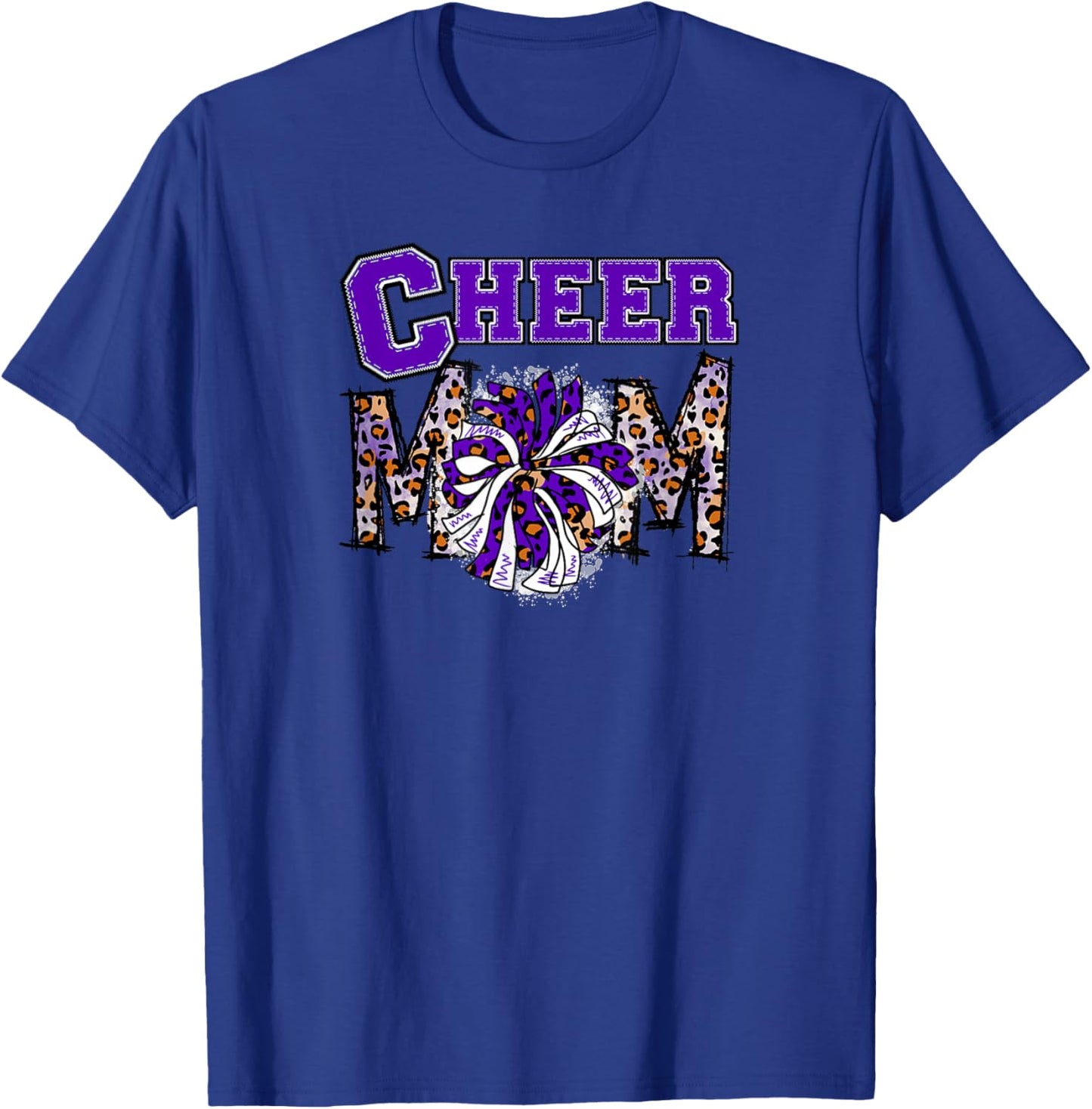 Cheer Mom - Cute Leopard Letters - Purple Team T-Shirt - T-Shirt | Royal