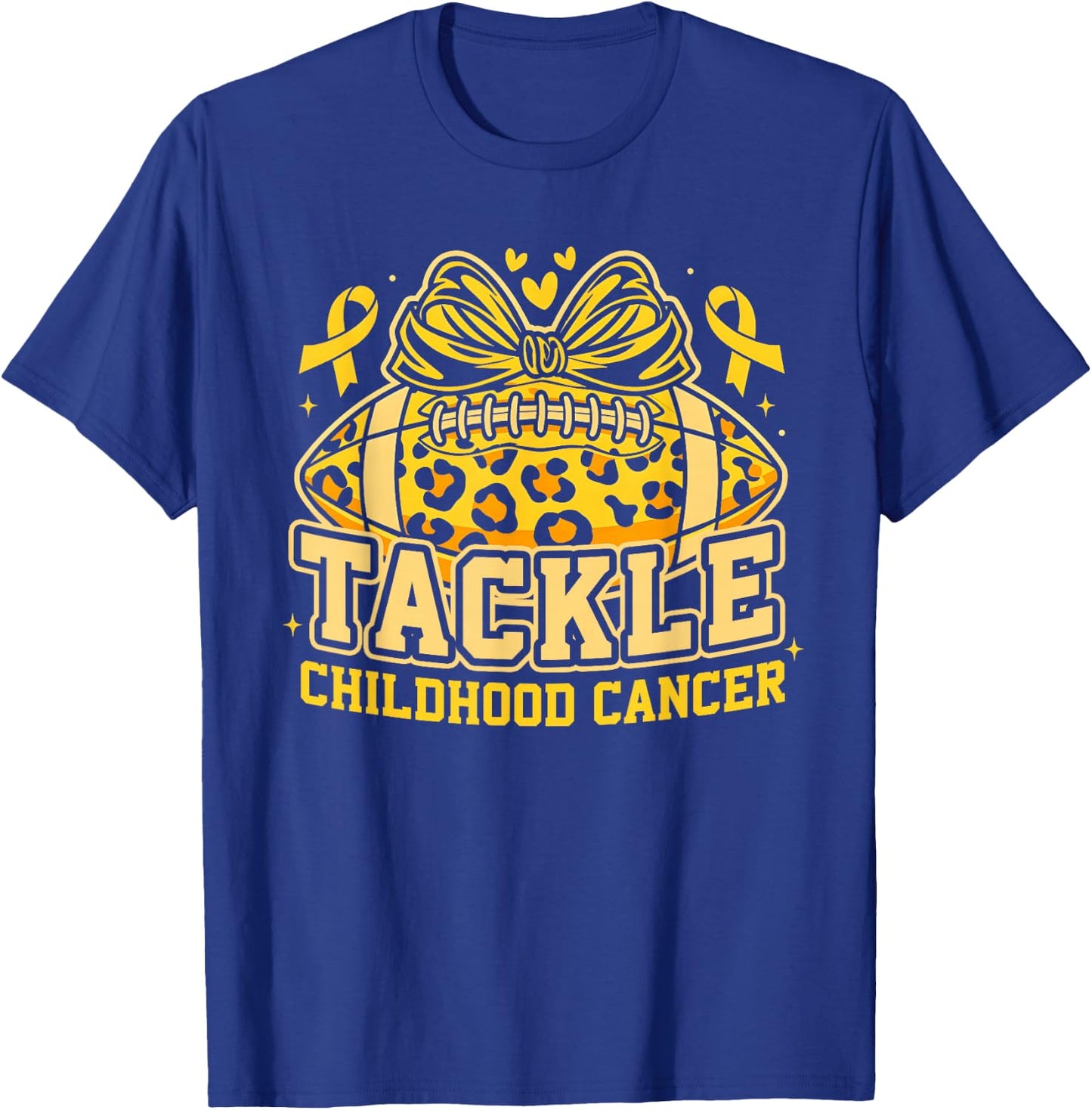 Tackle Childhood Cancer Football Childhood Cancer Awareness T-Shirt - T-Shirt | Royal