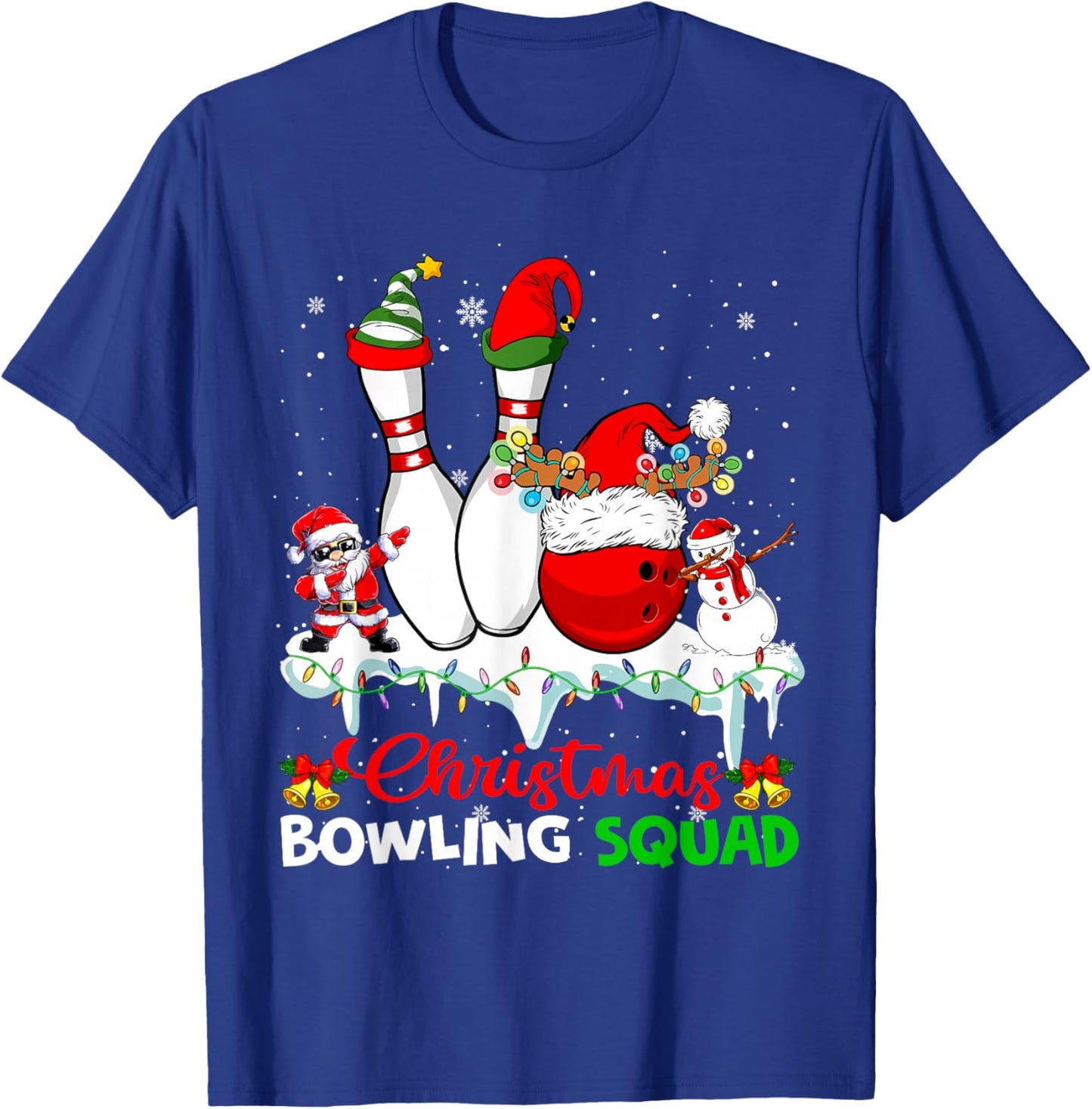 Christmas Bowling Squad Dabbing Santa Elf Bowling Tools T-Shirt - T-Shirt | Royal