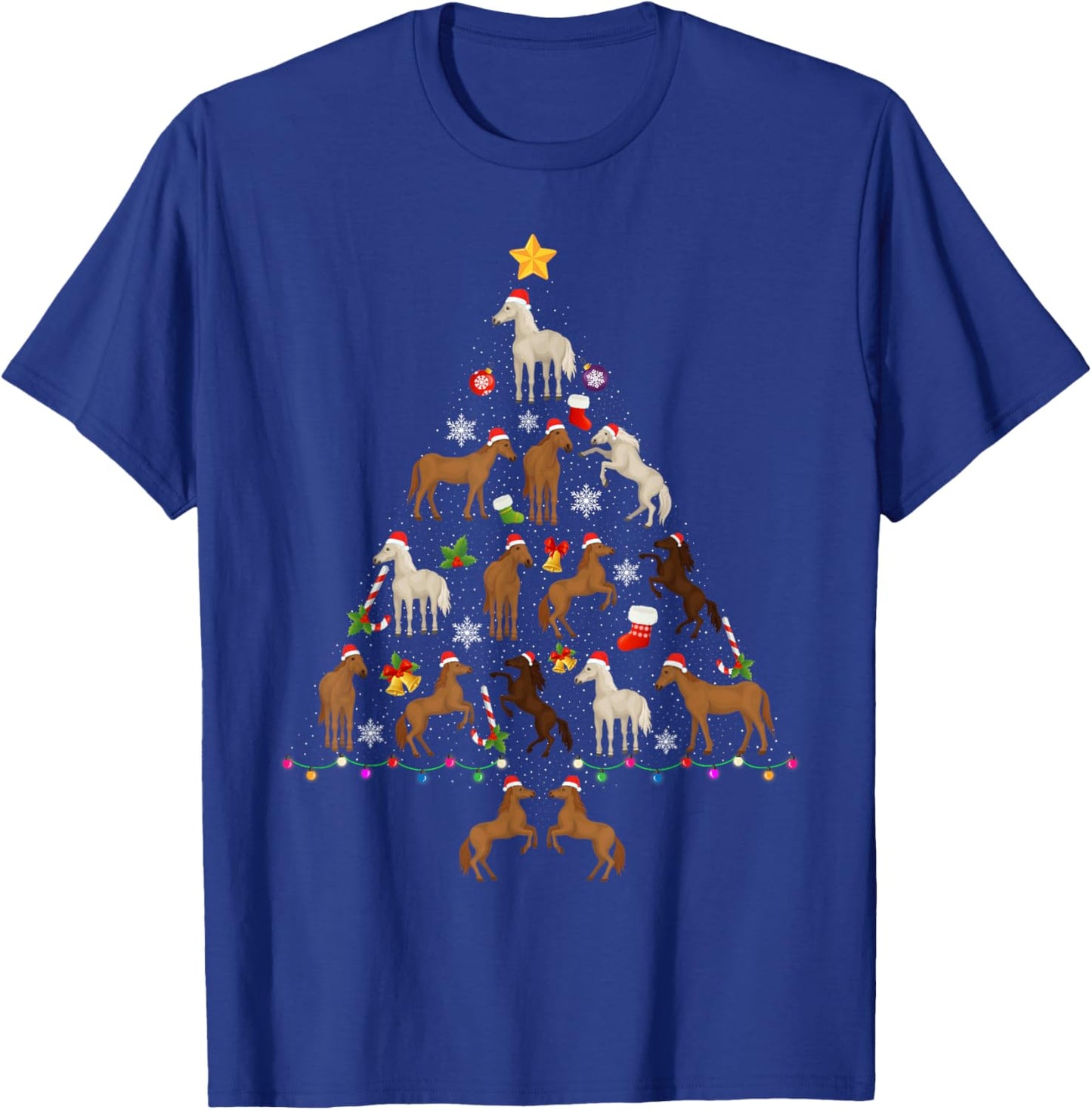Horse Christmas Tree Funny Ugly Christmas Sweater T-Shirt - T-Shirt | Royal