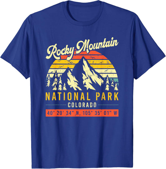 Rocky Mountains Vintage Retro Colorado National Park T-Shirt - T-Shirt | Royal