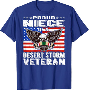 Proud Niece Of Desert Storm Veteran Persian Gulf War Vet T-Shirt - T-Shirt | Royal