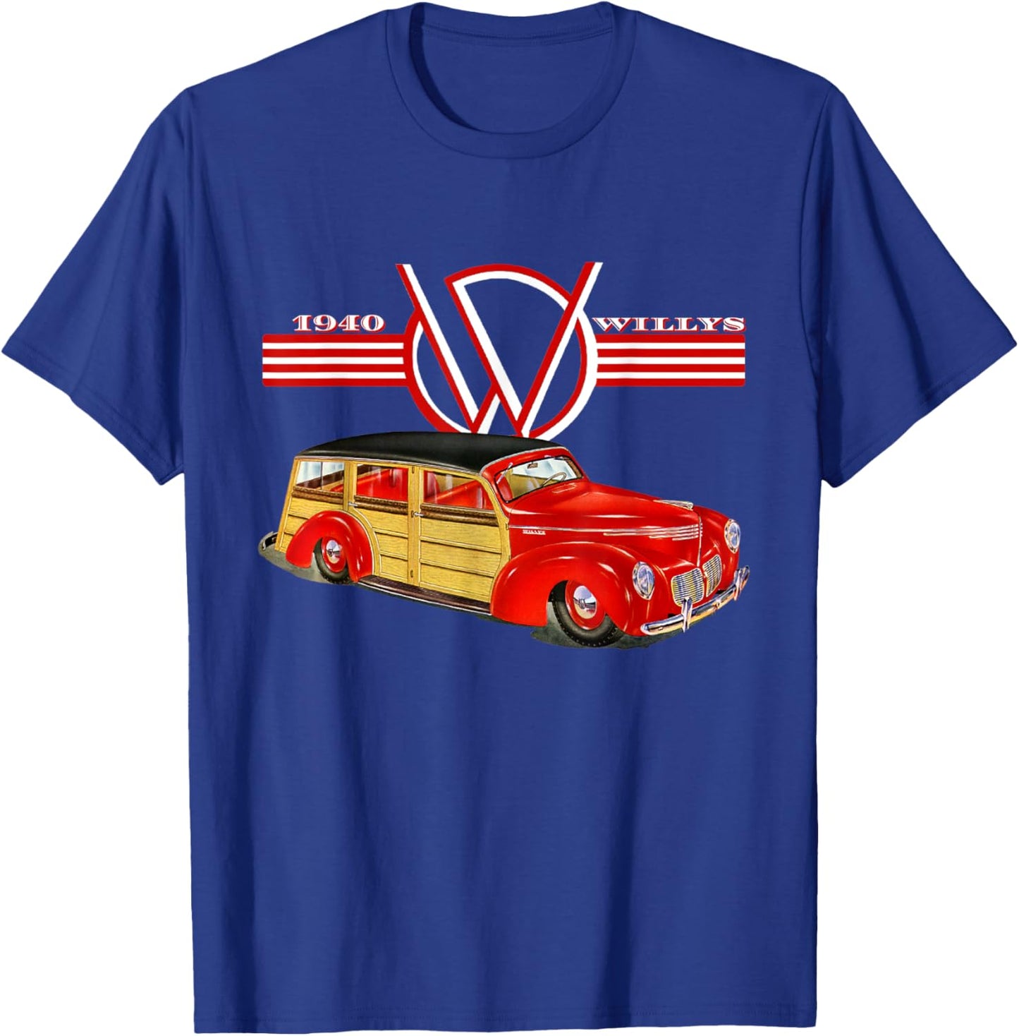 1940 Willys Hot Rod Woody Station Wagon Deluxe Model T-Shirt - T-Shirt | Royal
