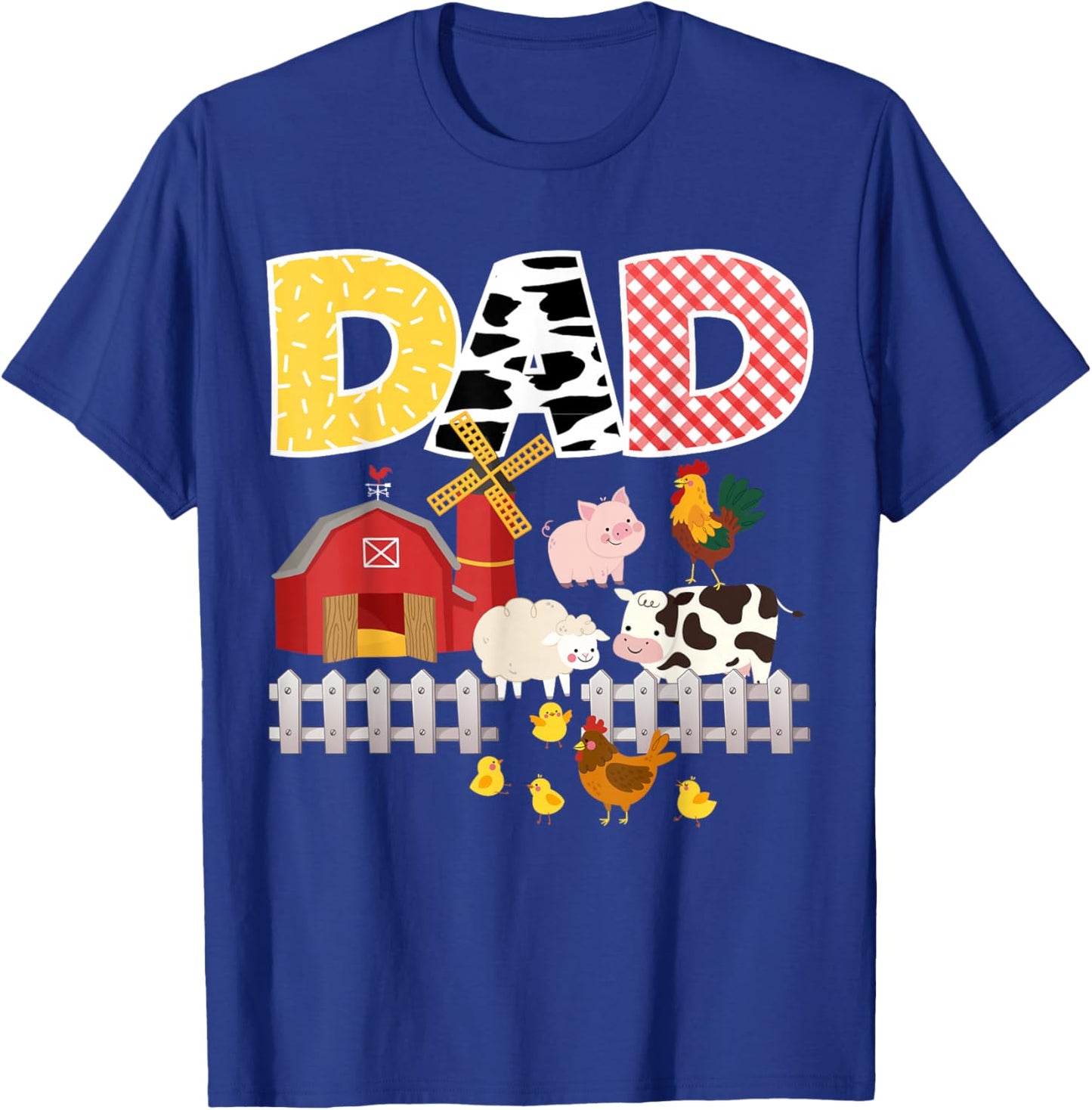Dad Birthday Boy Farm Animal Farming Farmer Family B-Day T-Shirt - T-Shirt | Royal