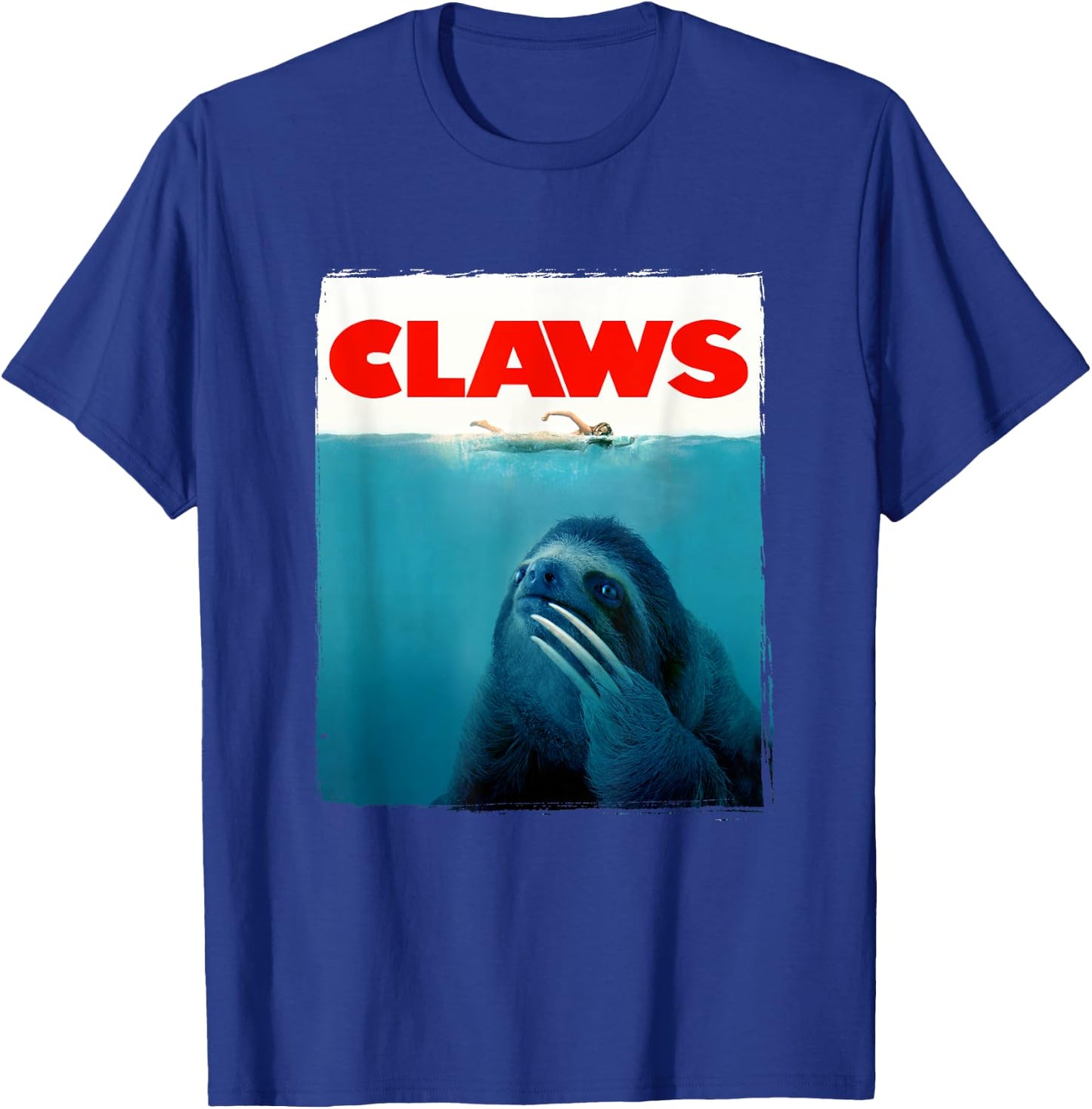 CLAWS Funny JAWS Parody Cute Sloth Attacking Like A Shark T-Shirt - T-Shirt | Royal