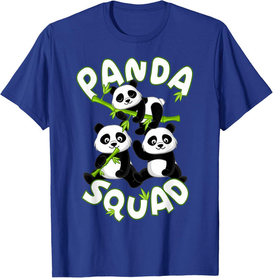 Cute Panda Family Graphic - Panda Squad T-Shirt - T-Shirt | Royal