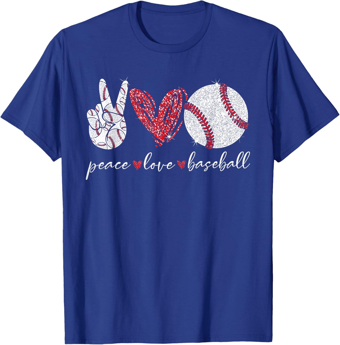 Peace Love Baseball T-Shirt - T-Shirt | Royal