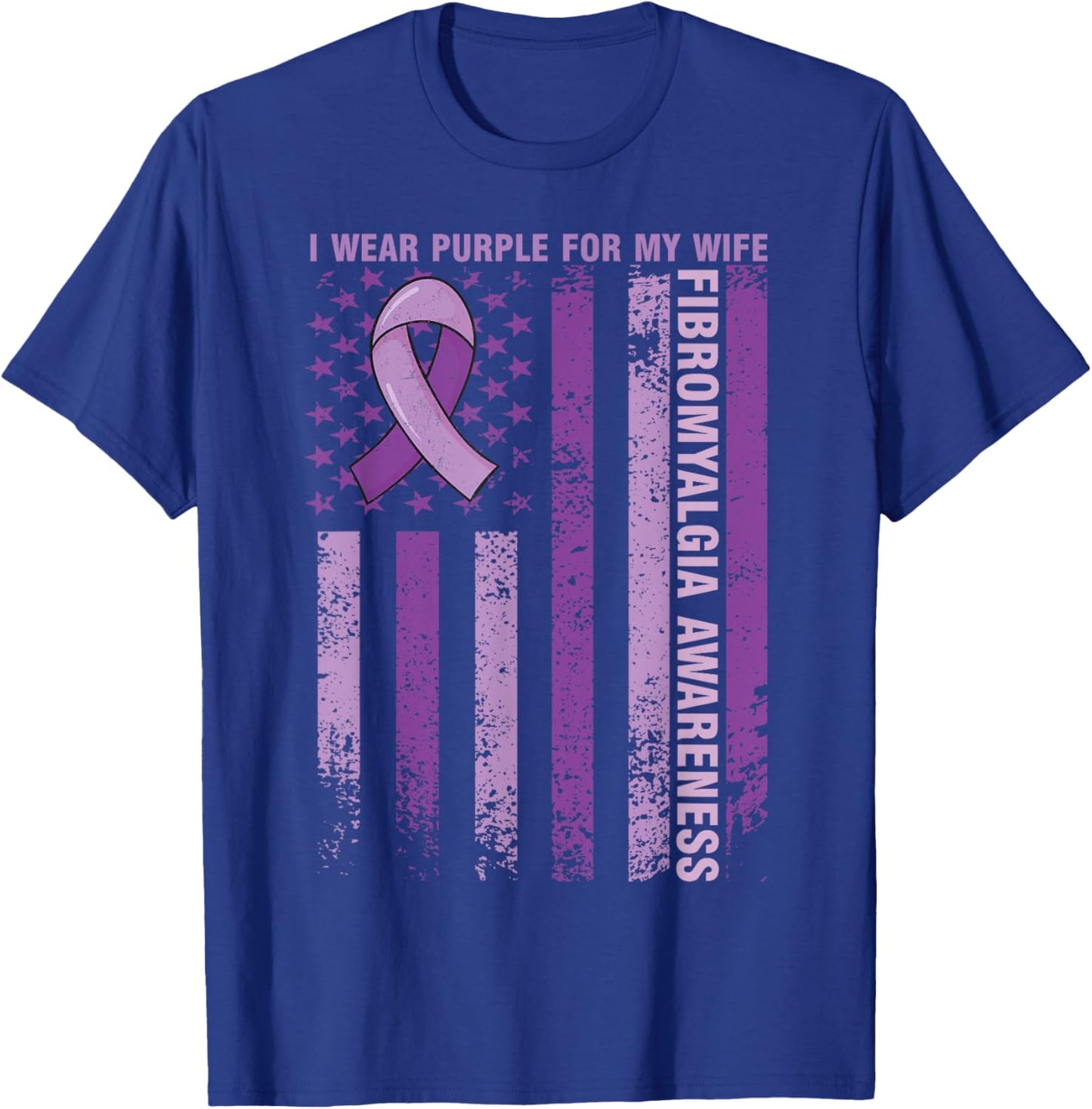 I Wear Purple For My Wife Fibromyalgia Awareness Month T-Shirt - T-Shirt | Royal