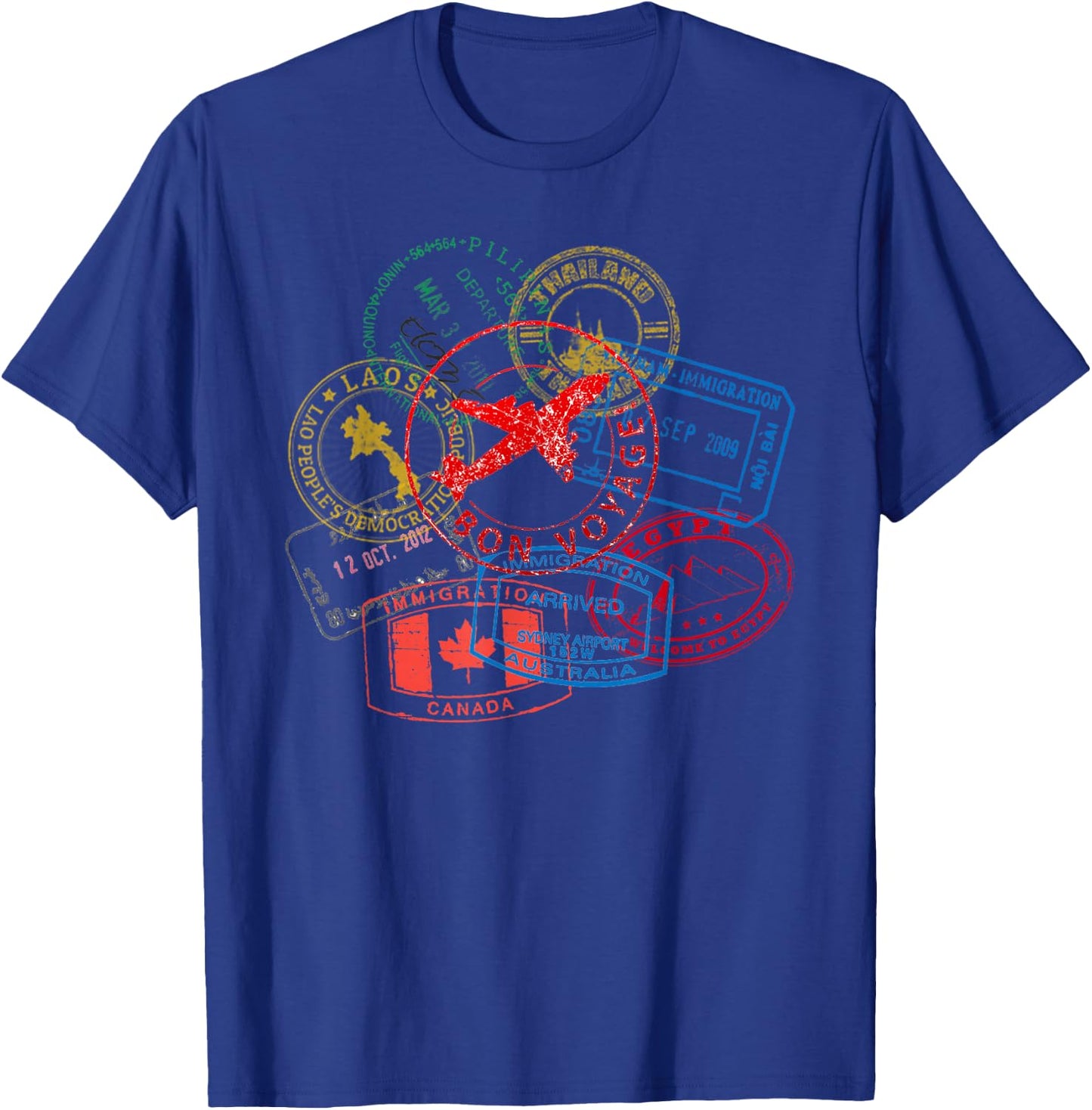 Bon Voyage Travel Stamp T-Shirt - T-Shirt | Royal