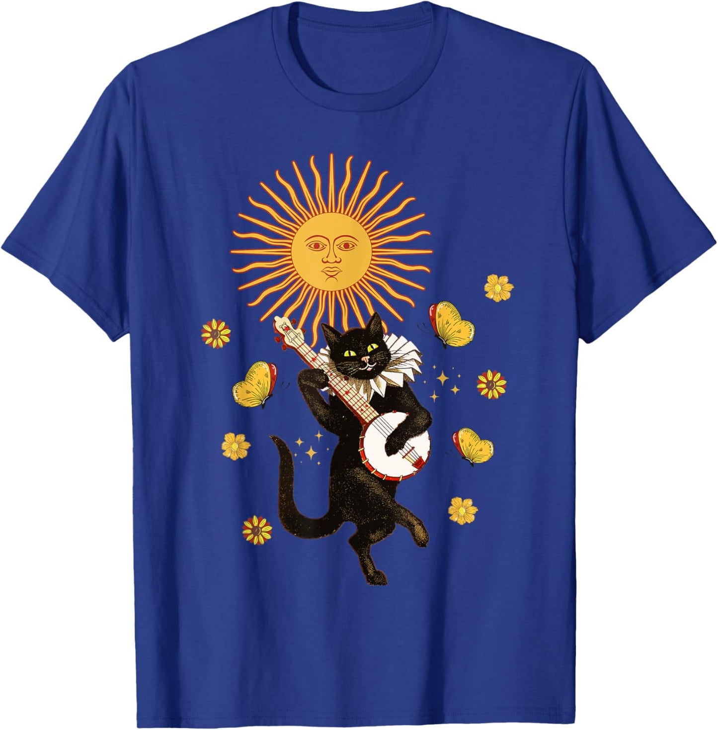Medieval Jester Cat Playing Banjo Women Girls Kids T-Shirt - T-Shirt | Royal