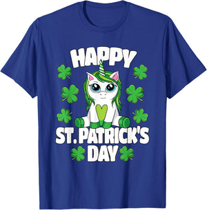 Happy St. Patrick's Day Lepricorn Irish Unicorn Girls T-Shirt - T-Shirt | Royal