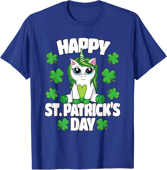 Happy St. Patrick's Day Lepricorn Irish Unicorn Girls T-Shirt - T-Shirt | Royal