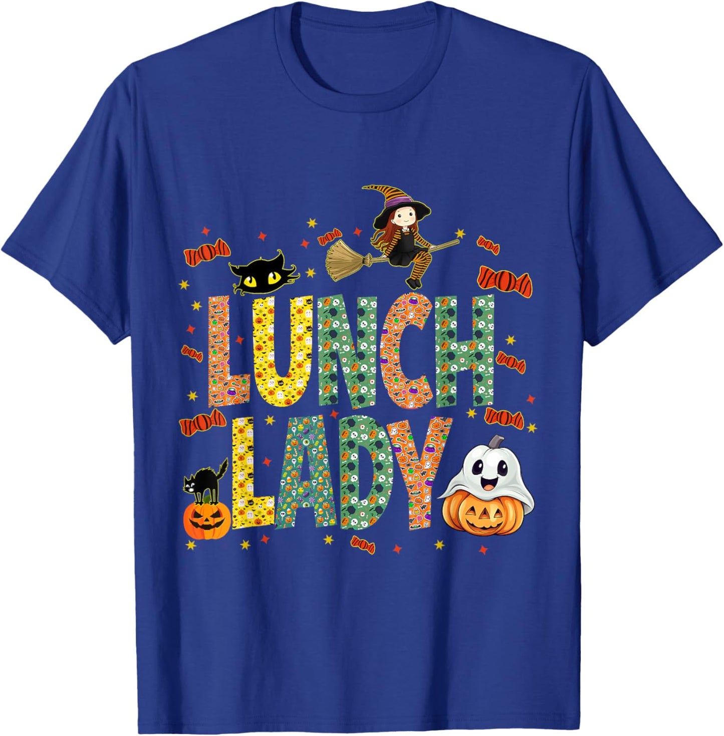 Halloween Lunch Lady Cafeteria Spooky Lunch Lady Halloween T-Shirt - T-Shirt | Royal