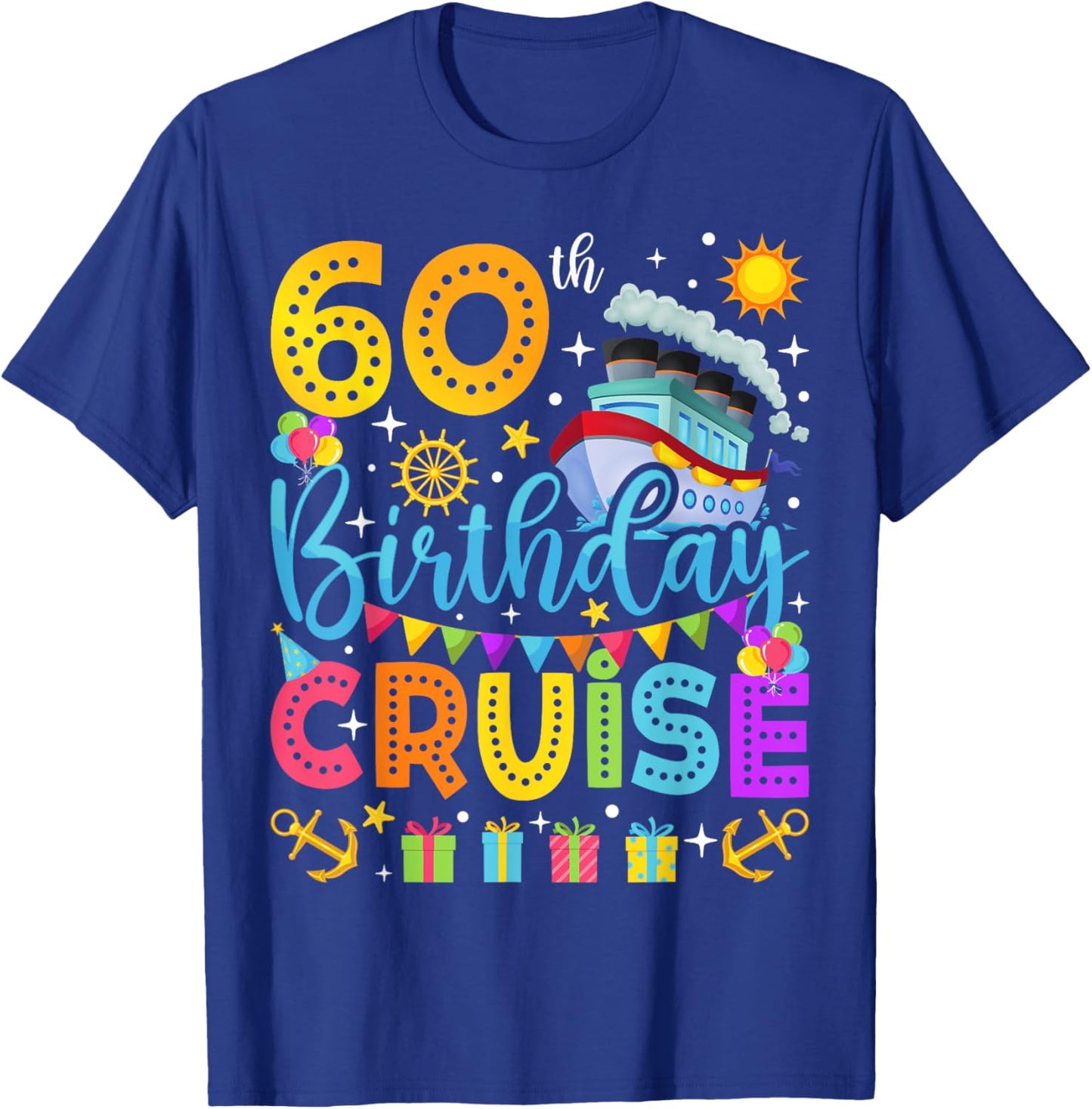 60th Birthday Cruise Cruising Lover 60 Years Old Bday Party T-Shirt - T-Shirt | Royal