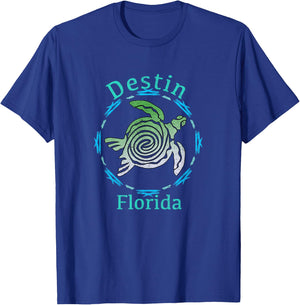 Destin Florida Vintage Tribal Turtle Gift T-Shirt - T-Shirt | Royal