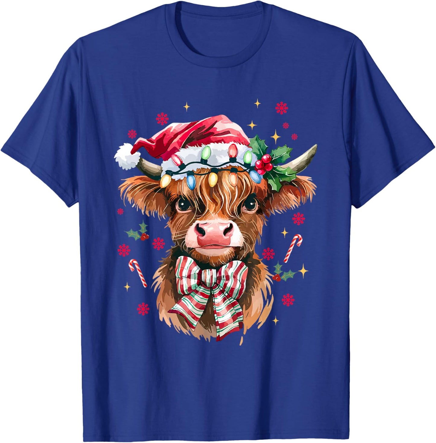 Coquette Christmas Western Highland Cow Santa Xmas Holiday T-Shirt - T-Shirt | Royal