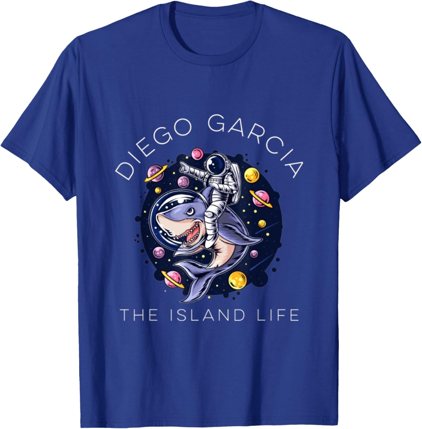 Diego Garcia Island Shark Space Astronaut T-Shirt - T-Shirt | Royal