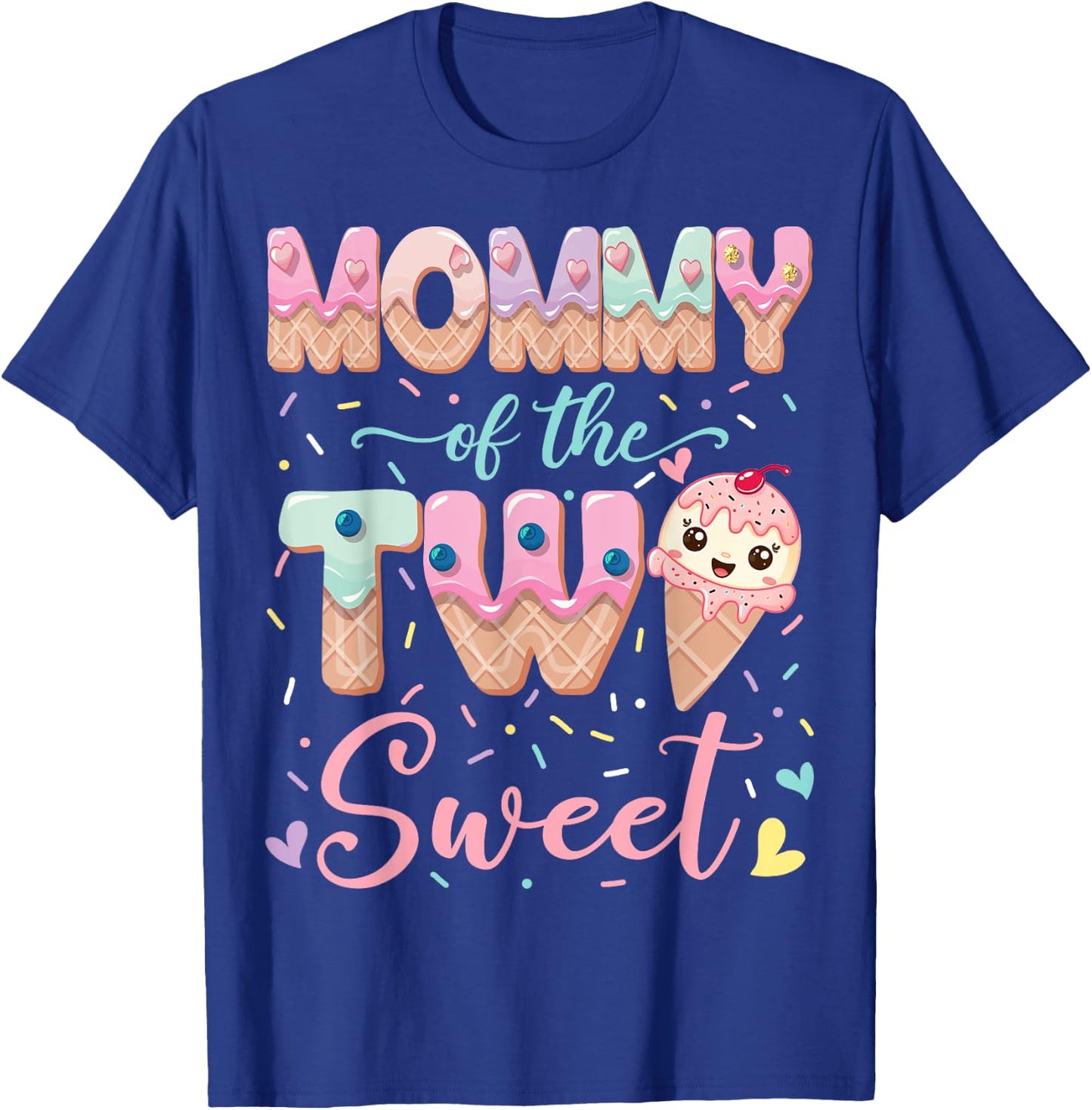 Mommy Of The Two Sweet Ice Cream Lover 2Nd Birthday Girl T-Shirt - T-Shirt | Royal