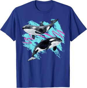 Save Whales 90s Ocean Animals Chart Mammals Guide Orca Eco T-Shirt - T-Shirt | Royal