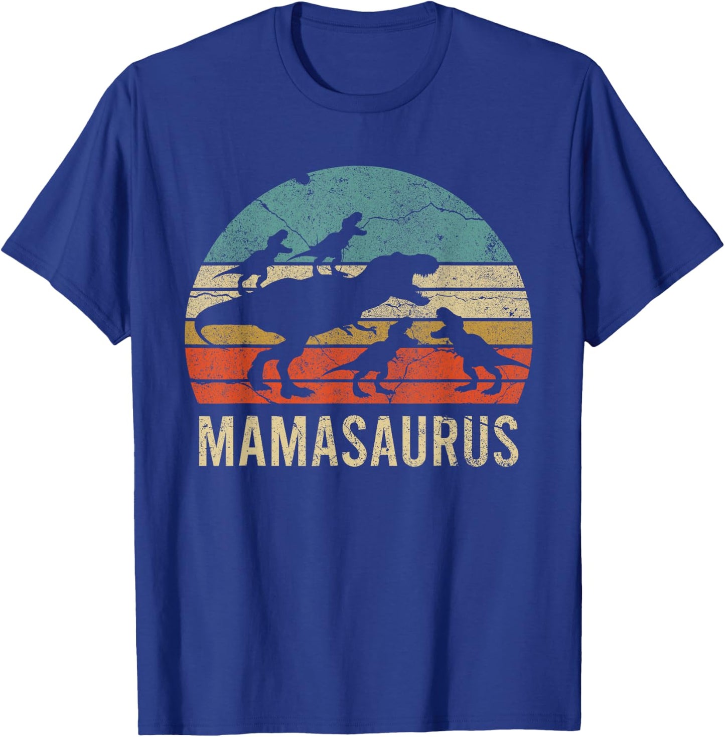 Mommy Mom Mama Dinosaur Funny 4 Four kid Mamasaurus Diy Gift T-Shirt - T-Shirt | Royal