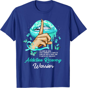 Dripping Lips Butterflies Women Addiction Recovery Warrior T-Shirt - T-Shirt | Royal