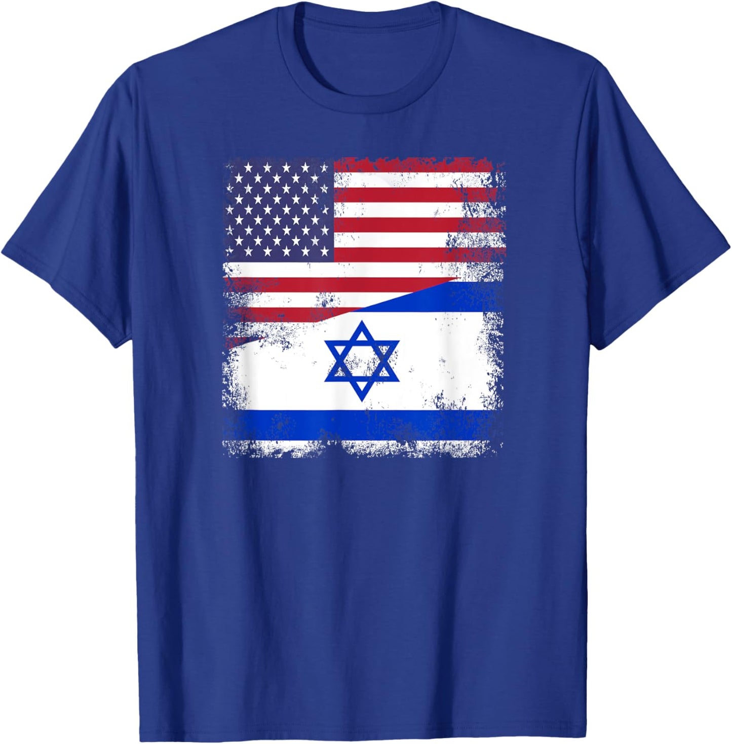 Half Israeli Flag | Vintage Israel USA Gift T-Shirt - T-Shirt | Royal