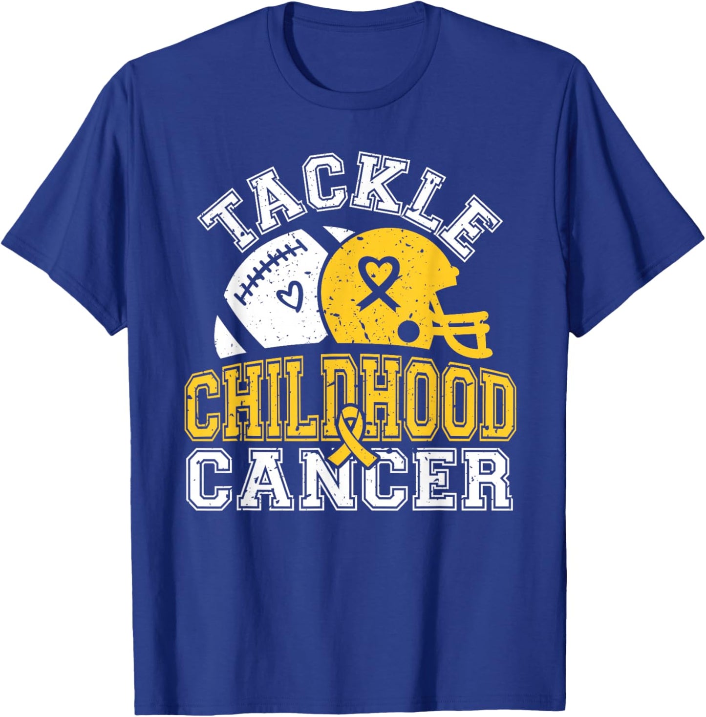 Tackle Childhood Cancer Football Childhood Cancer Awareness T-Shirt - T-Shirt | Royal
