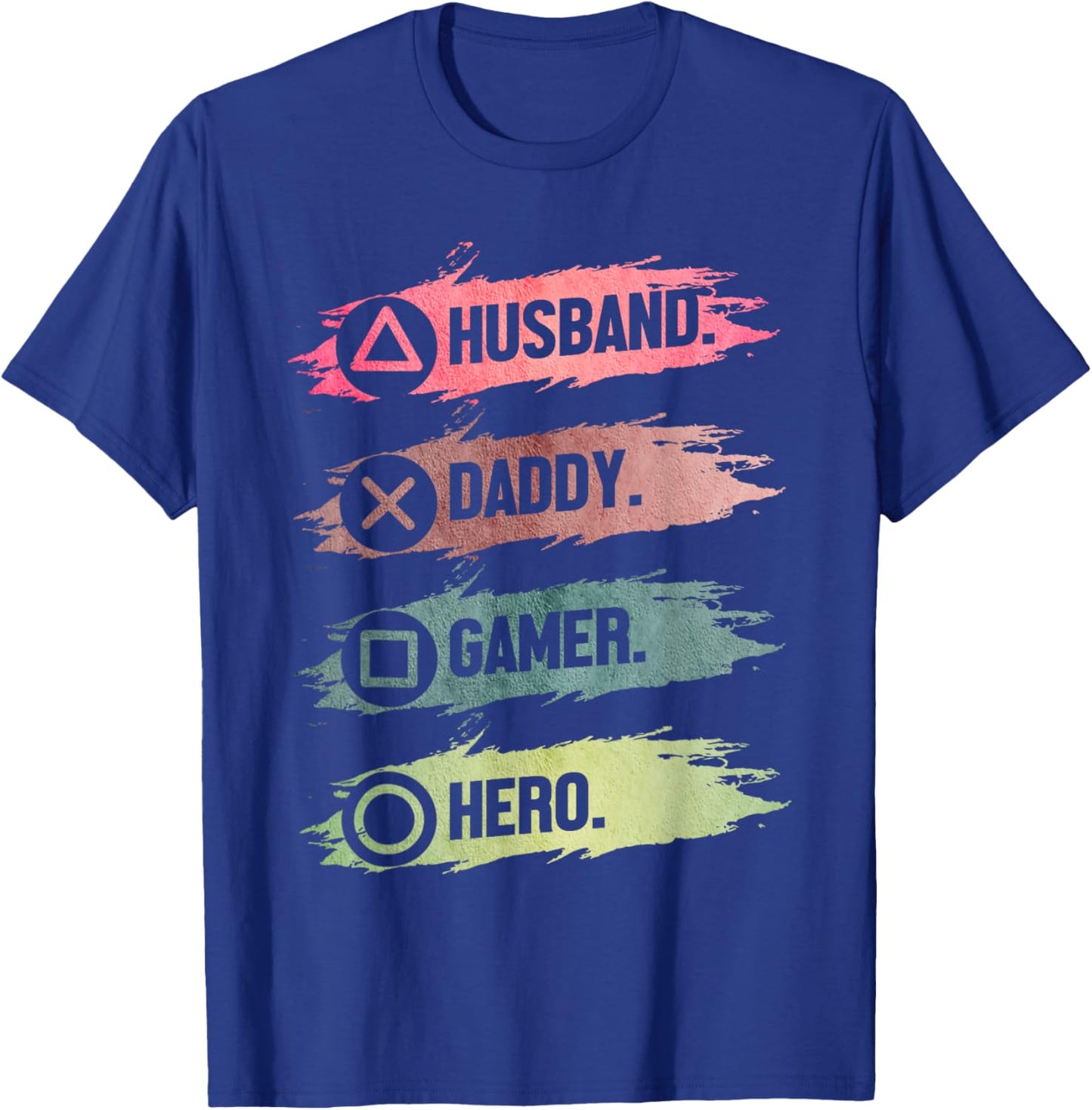 Husband Daddy Gamer Hero Funny Gaming Dad Father's Day T-Shirt - T-Shirt | Royal