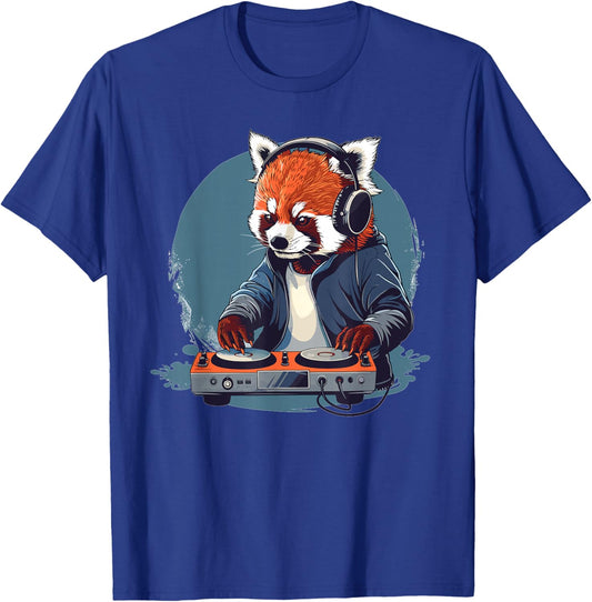 Cartoon Red Panda DJ T-Shirt - T-Shirt | Royal