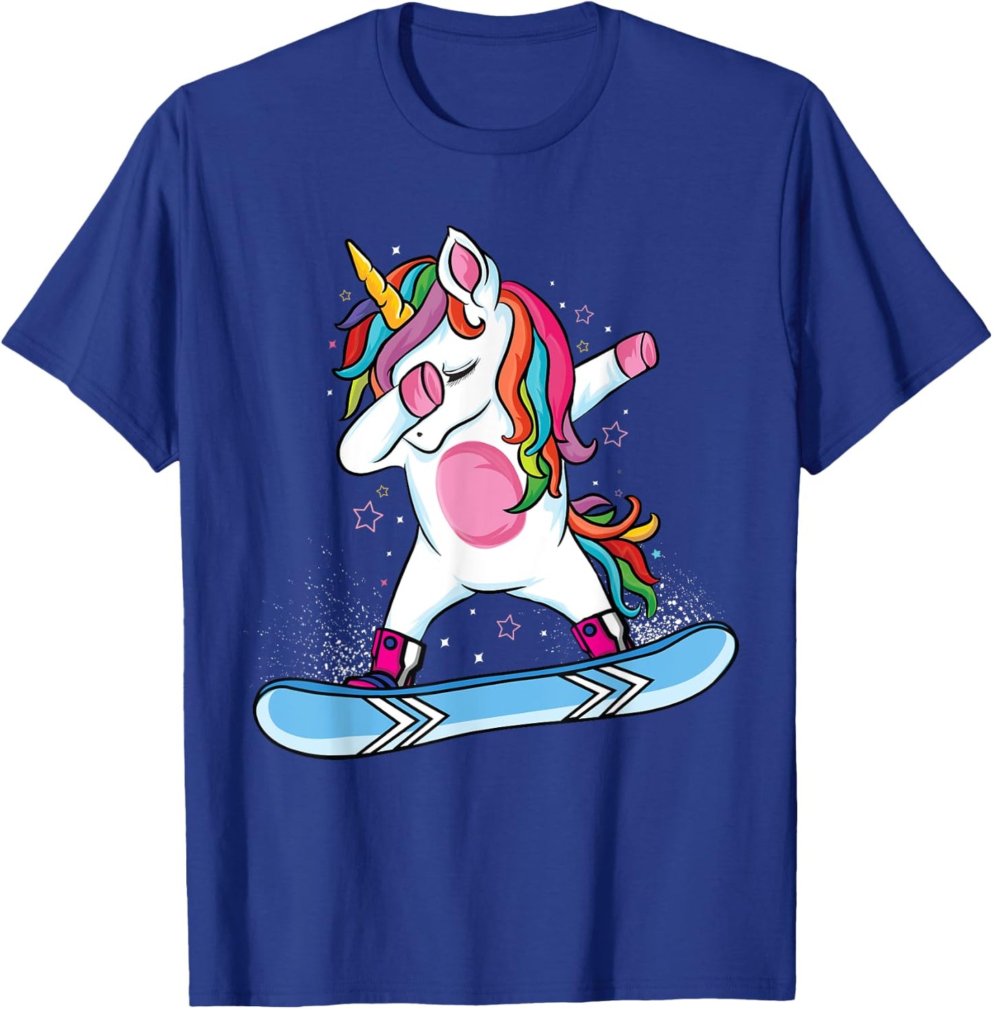 Cute unicorn Snowboarding Skiing Dabbing unicorn Snowboard T-Shirt - T-Shirt | Royal