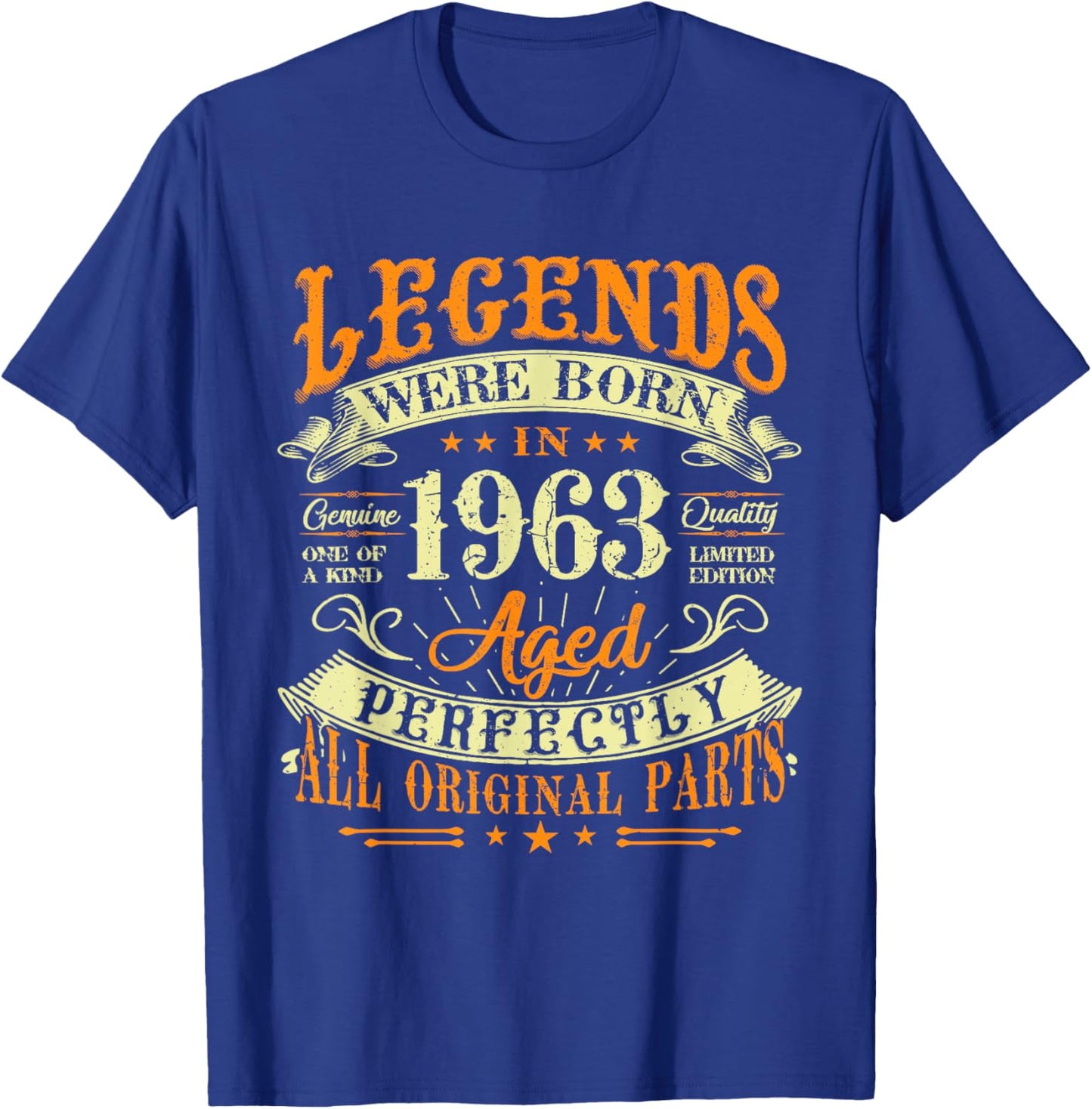62th Birthday Vintage Legends Born In 1963 62 Years Old T-Shirt - T-Shirt | Royal