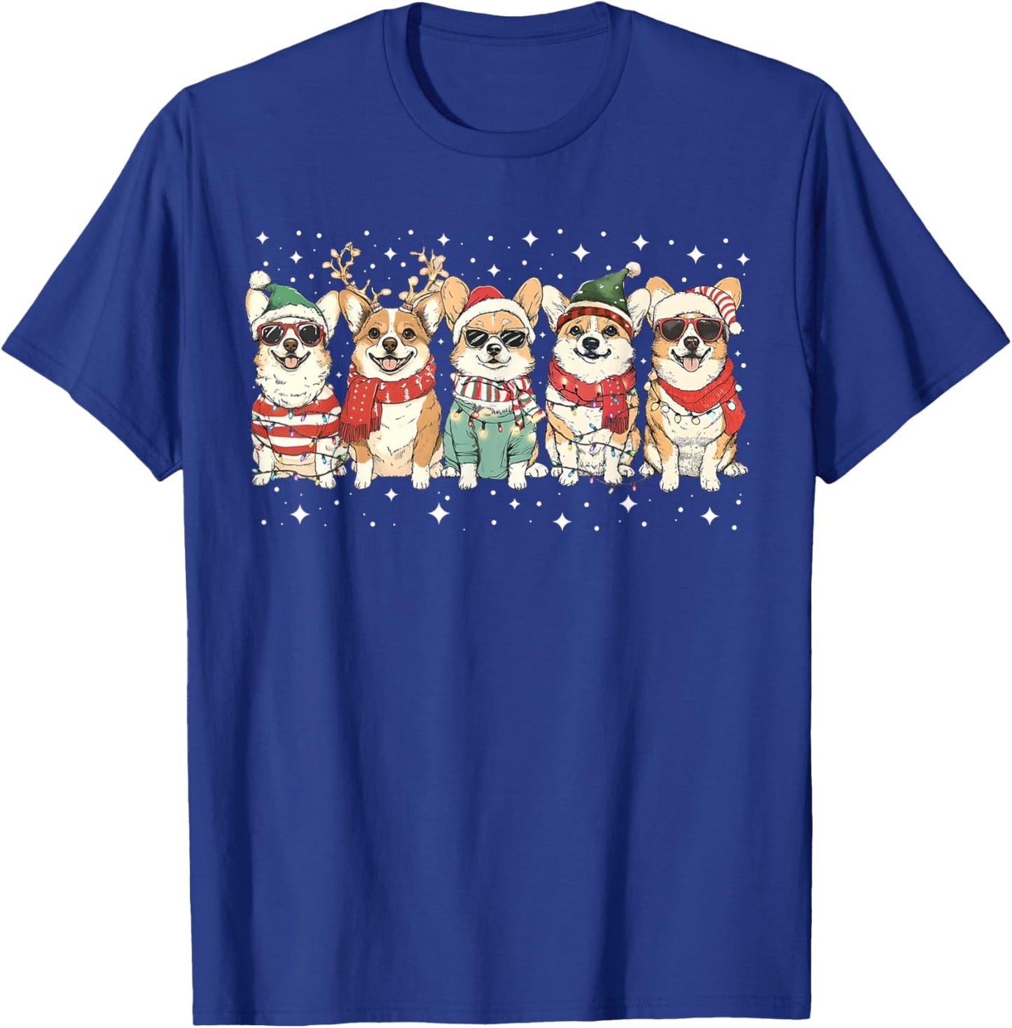 Corgi Santa Christmas Lights Xmas PJ Dog Lover Merry Corgmas T-Shirt - T-Shirt | Royal