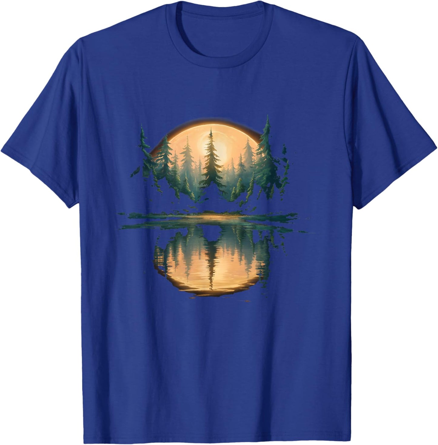 Wildlife Trees Outdoors Nature Retro Forest Graphic T-Shirt - T-Shirt | Royal