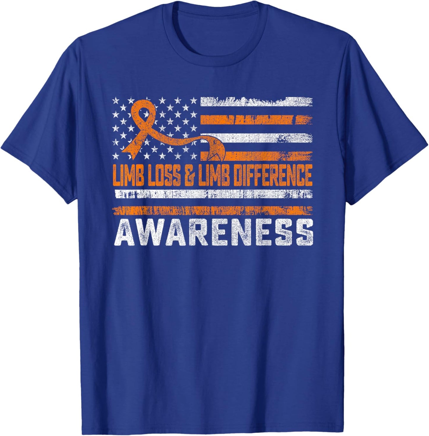 Limb Loss and Limb Difference Awareness Month USA Flag T-Shirt - T-Shirt | Royal