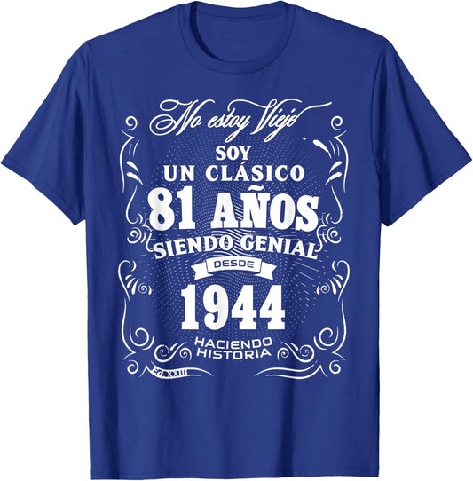 Vintage 81st Birthday Men Funny 1944 81 Birthday Spanish T-Shirt - T-Shirt | Royal