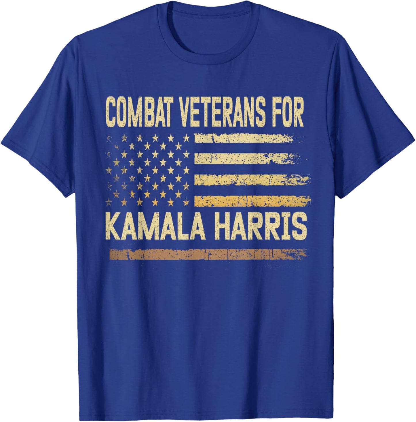 Combat Veterans For Kamala Harris Election USA Flag Military T-Shirt - T-Shirt | Royal