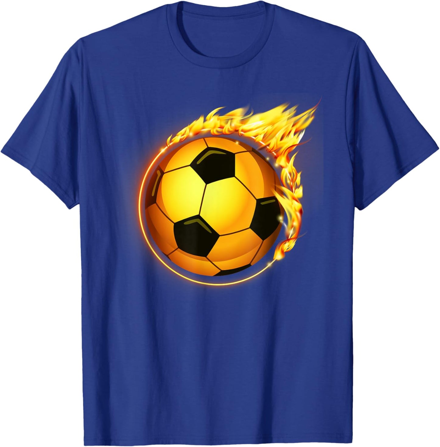 Flaming Soccer Ball Flames Soccer Goal T-Shirt - T-Shirt | Royal