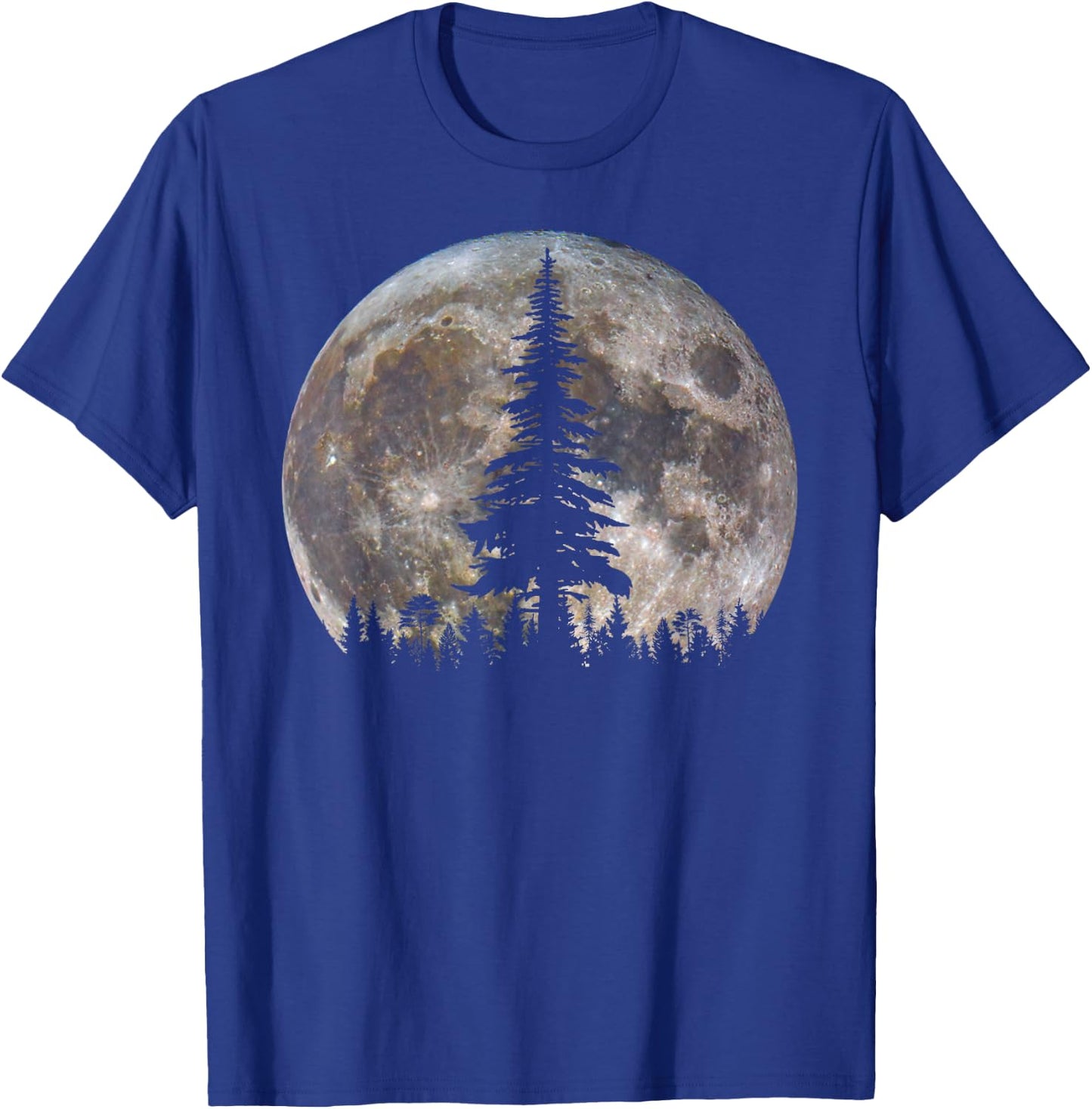 Retro Full Moon Minimalist Pine Tree Vintage Wildlife Trees T-Shirt - T-Shirt | Royal
