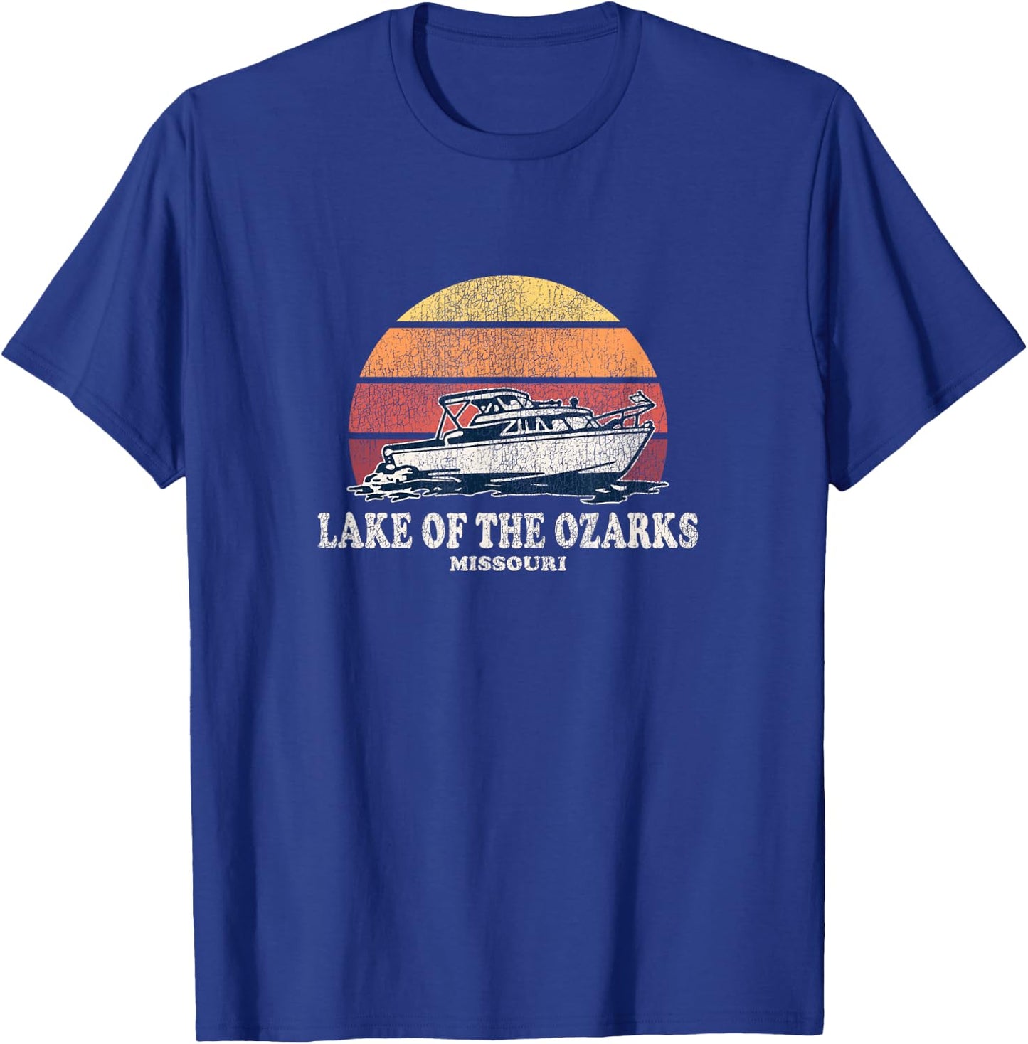 Lake of the Ozarks MO Vintage Boating 70s Retro Boat Design T-Shirt - T-Shirt | Royal
