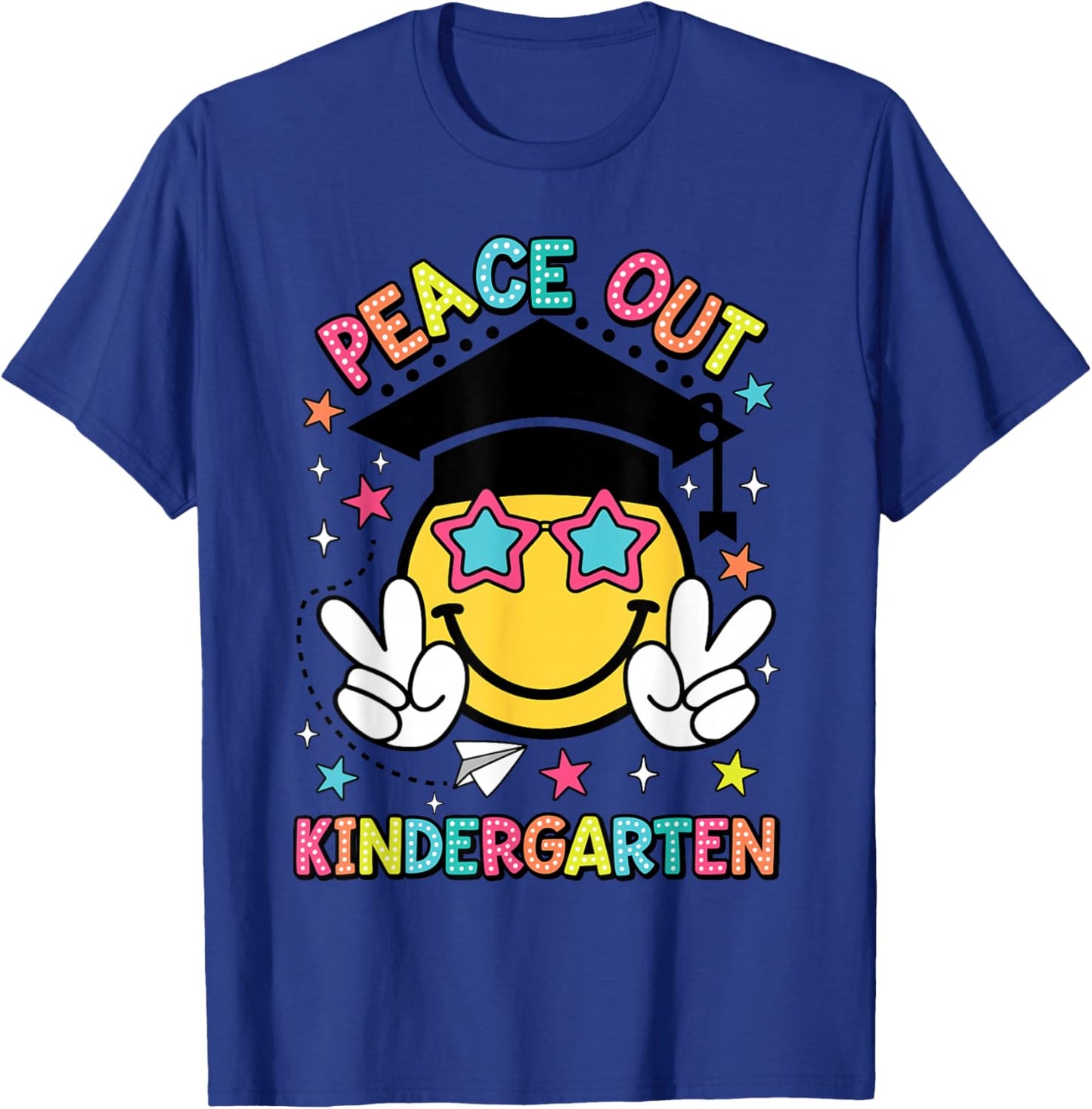Peace Out Kindergarten Graduation Class Of 2024 Kid Boy Girl T-Shirt - T-Shirt | Royal