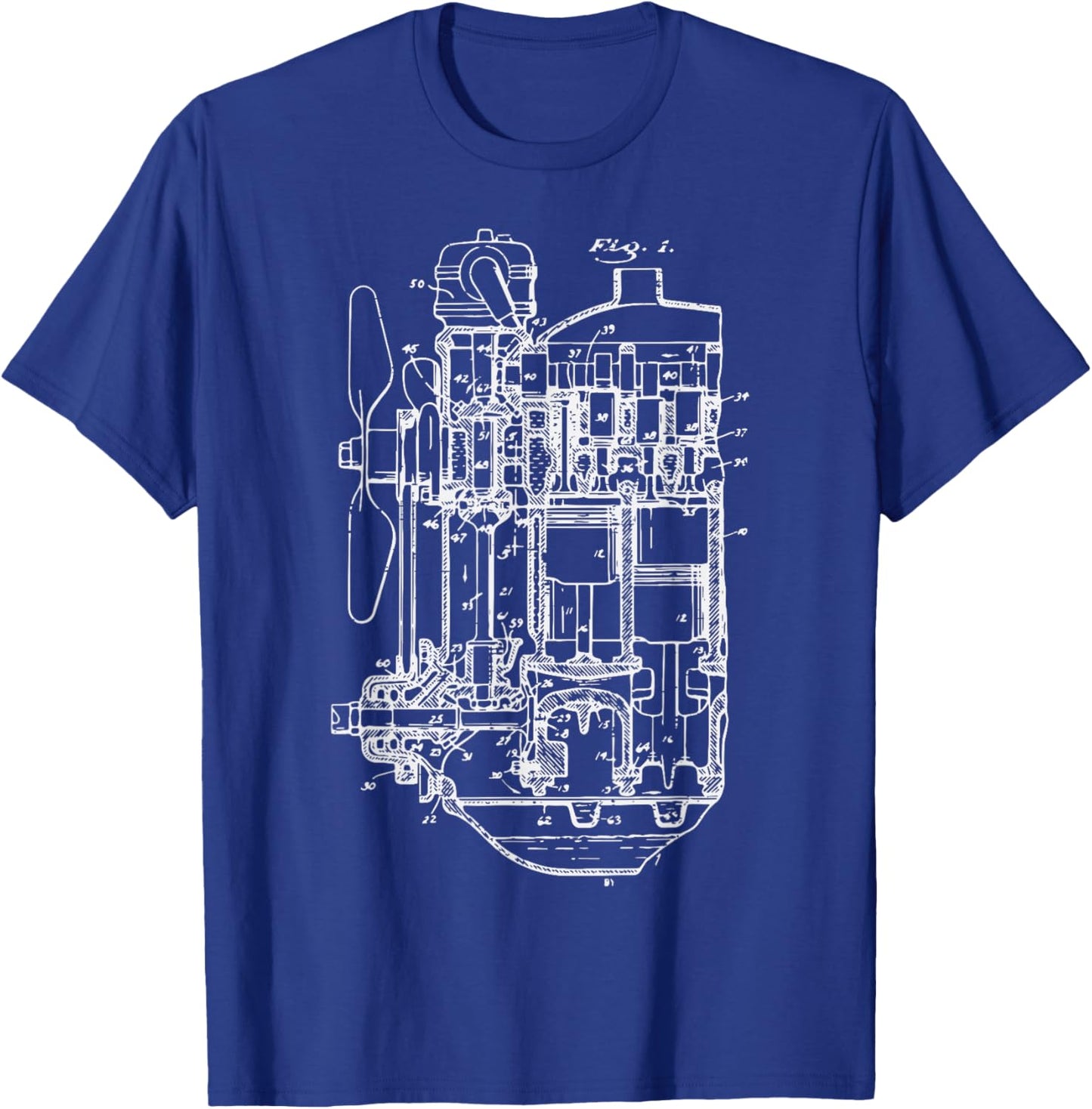 Car Engine Blueprint Car Auto Mechanic Garage Engineer Men T-Shirt - T-Shirt | Royal