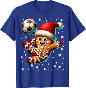 Gingerbread Plays Soccer Bicycle Kick, Cookie Christmas T-Shirt - T-Shirt | Royal