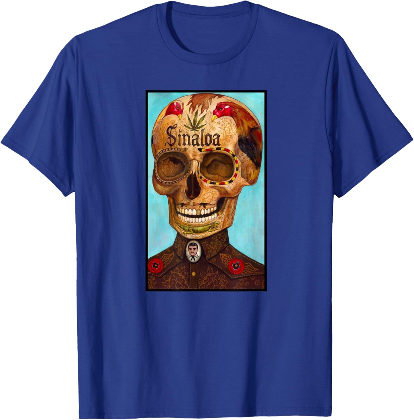 Jesus Malverde Calavera T-Shirt - T-Shirt | Royal