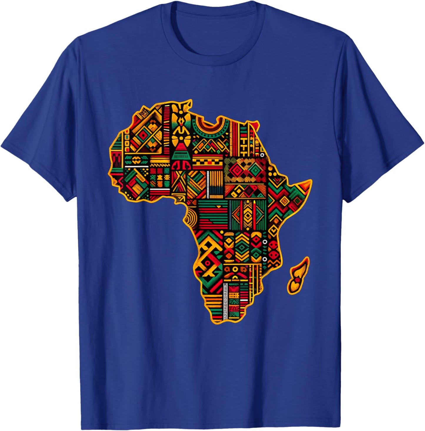 Cool Colorful Africa Map Men Women Kente African Lover T-Shirt - T-Shirt | Royal