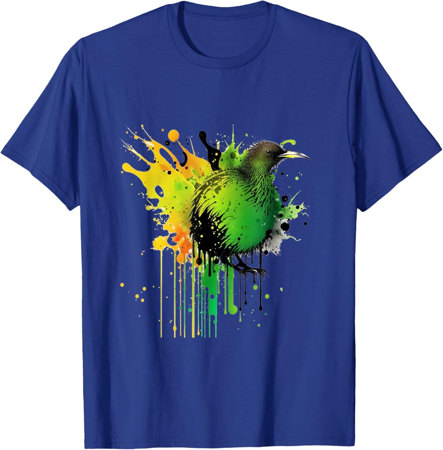 Abstract Water Color New Zealand National Bird Kiwi Bird T-Shirt - T-Shirt | Royal