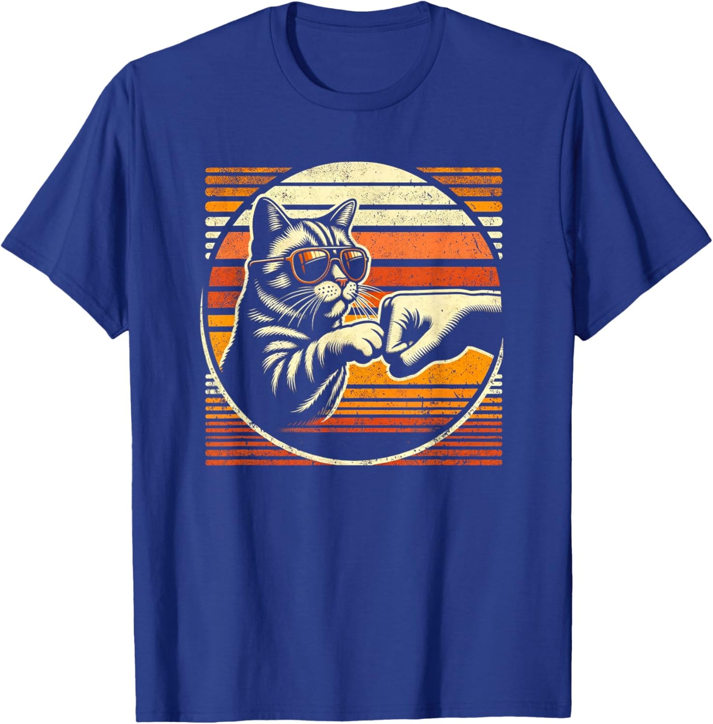 Vintage Cat Fist Bump And Best Cat Dad Ever Women Kids T-Shirt - T-Shirt | Royal