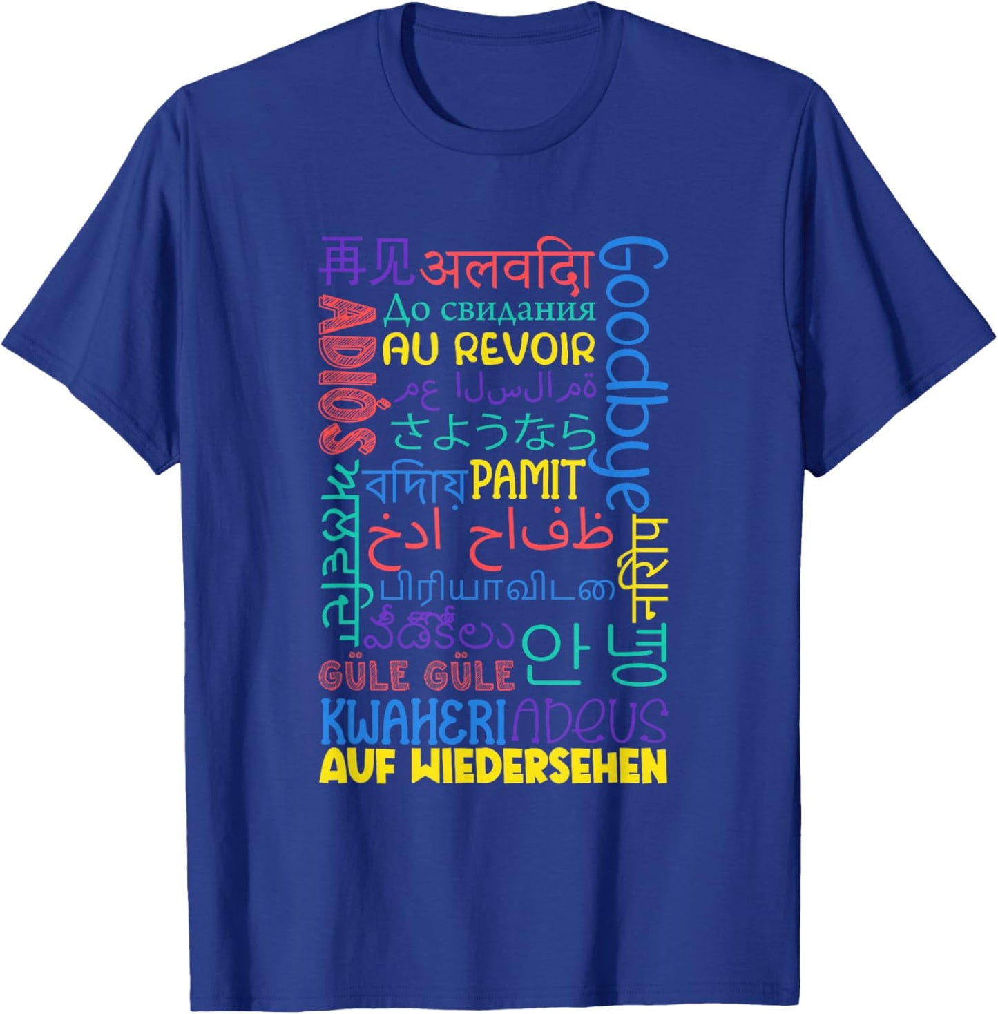 Multiple Languages For Everyone -Adults, -Kids Black Small Classic Fit Modern Multilingual Typography T-Shirt - T-Shirt | Royal